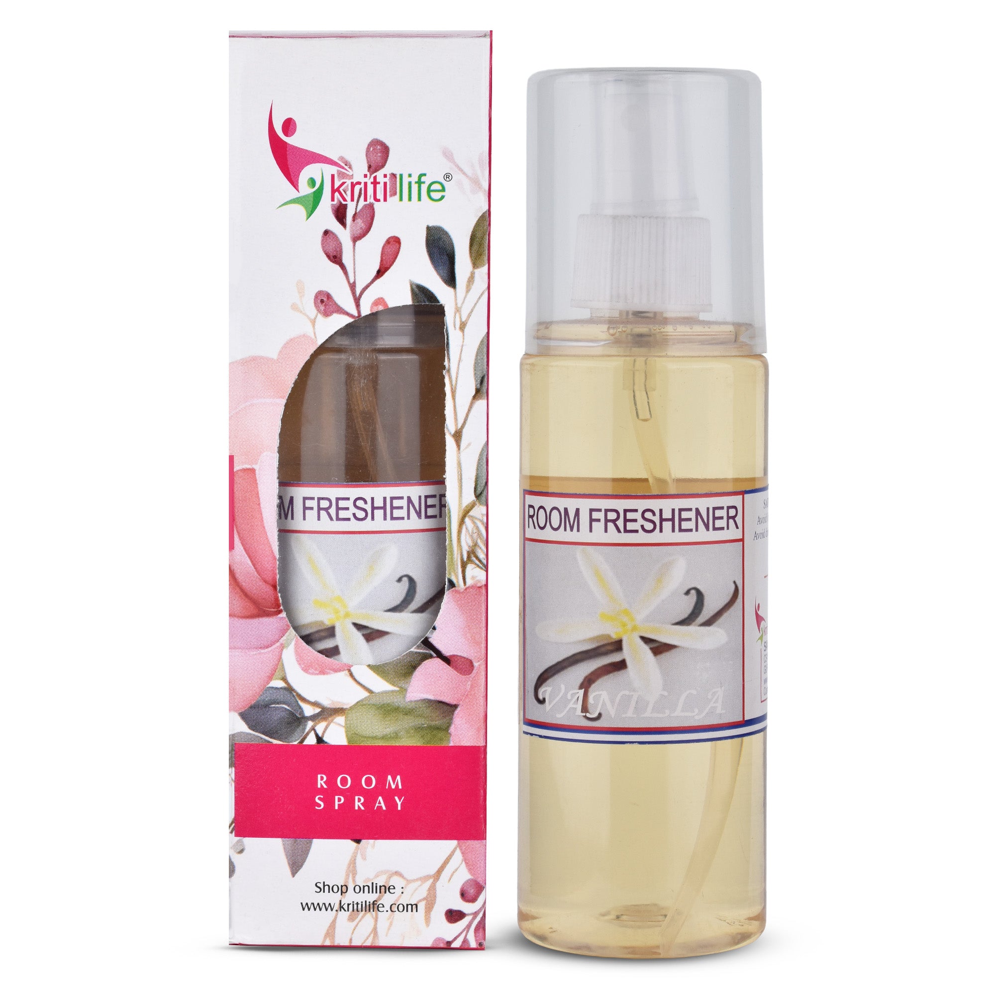 Kriti Life Room Spray - Vanilla -165 ML Long-Lasting Fragrance for Home &amp; Office.