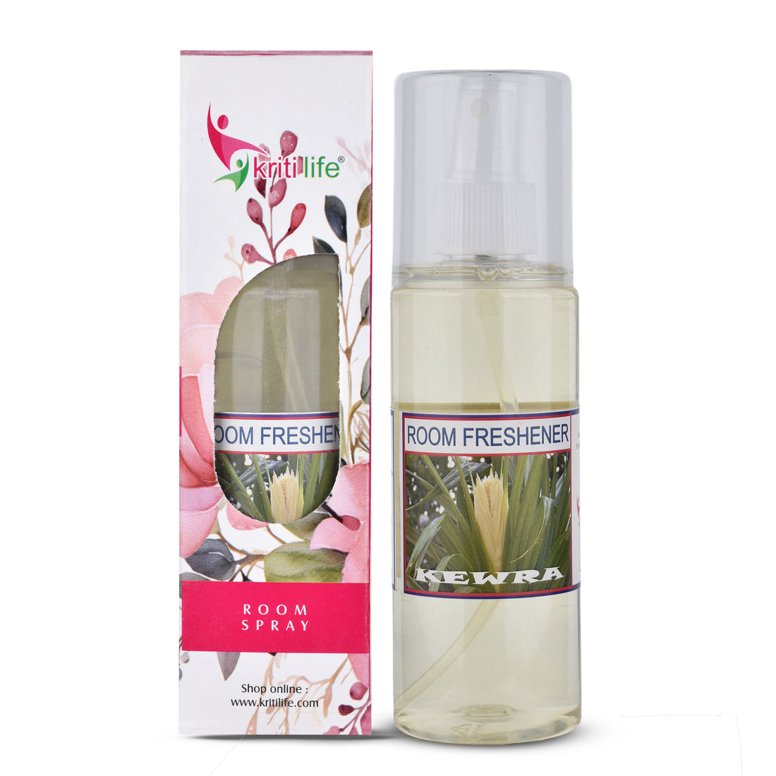 Kriti Life Room Spray - Kewra 165 ML Long-Lasting Fragrance for Home &amp; Office.