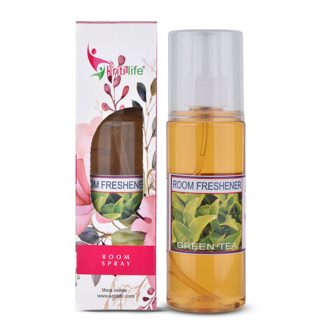 Kriti Life Room Spray - Green Tea 165 ML Long-Lasting Fragrance for Home &amp; Office.