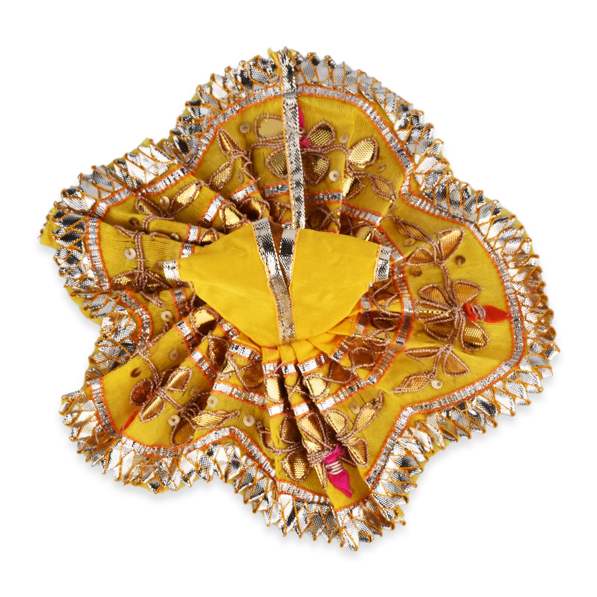 Beautiful Yellow Laddu Gopal Dress with Golden Embroidery – Ideal for 4-Inch Idol | Traditional Poshak for Kanha Ji