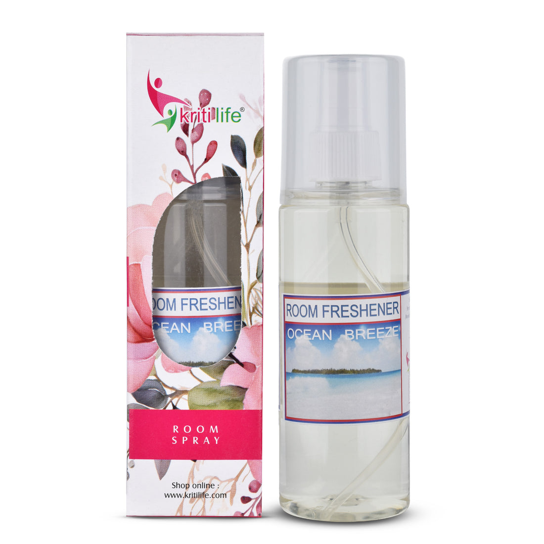Kriti Life Room Spray - Ocean Breeze 165 ML Long-Lasting Fragrance for Home &amp; Office