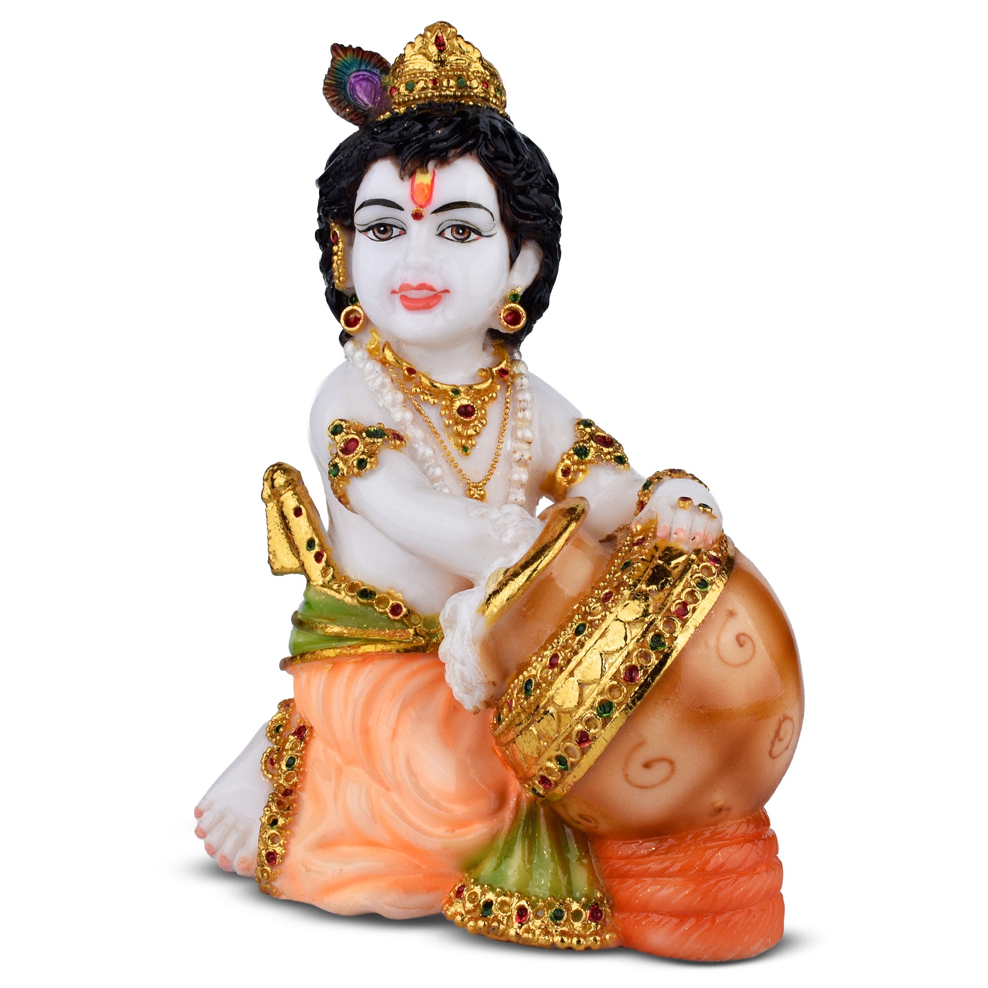 Makhan Chor Bal Krishna Idol – Decorative Polystone Statue | 9 inches | for Home Temple & Gifting ( 5685633 )