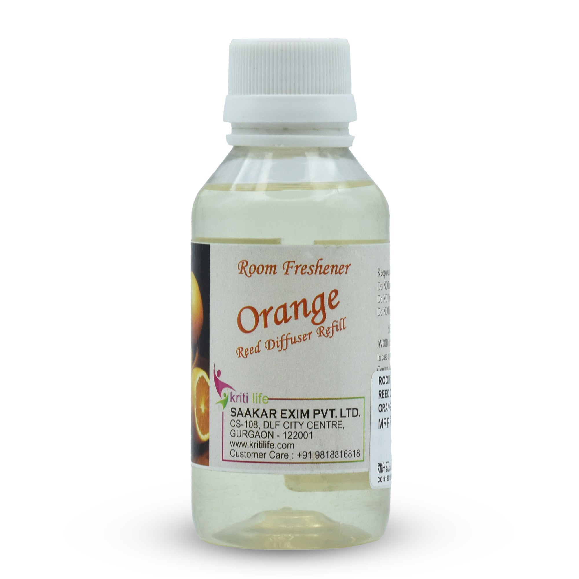 Kriti Life Reed Diffuser Refill - Orange 90ML Long-Lasting Room Fragrance