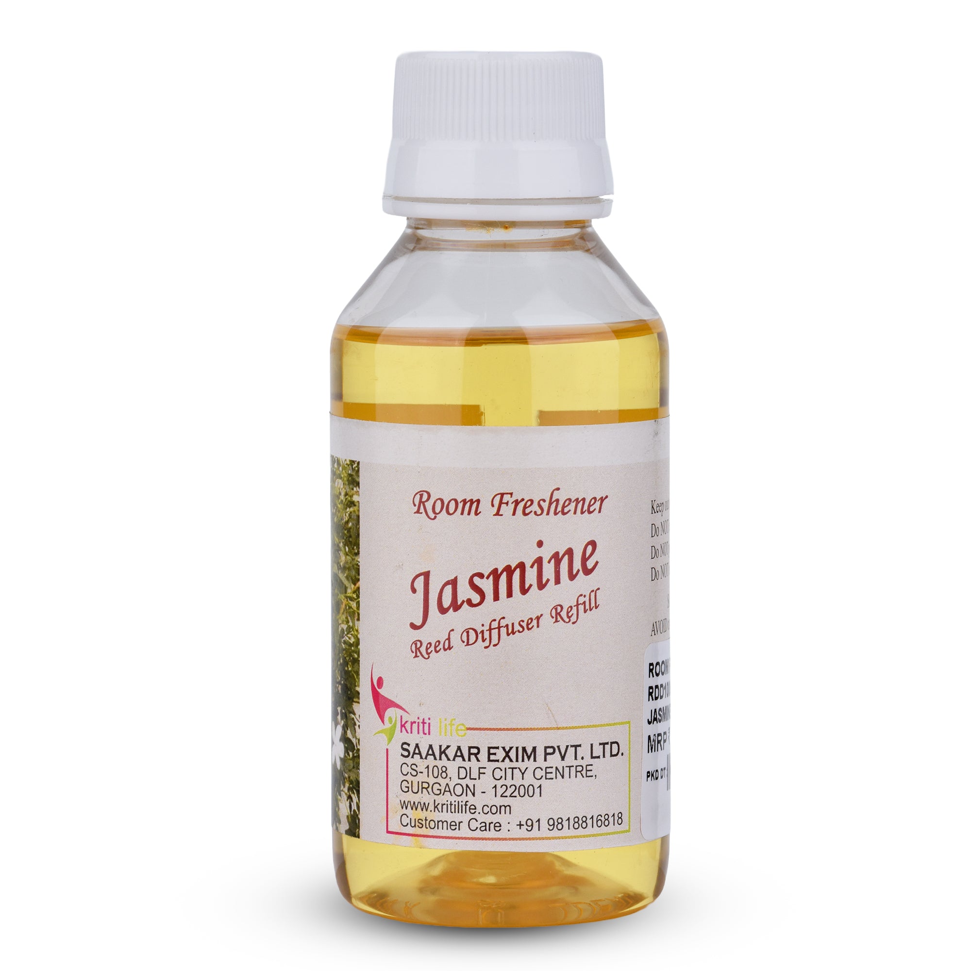 Kriti Life Reed Diffuser Refill - Jasmine 90ML Long-Lasting Room Fragrance
