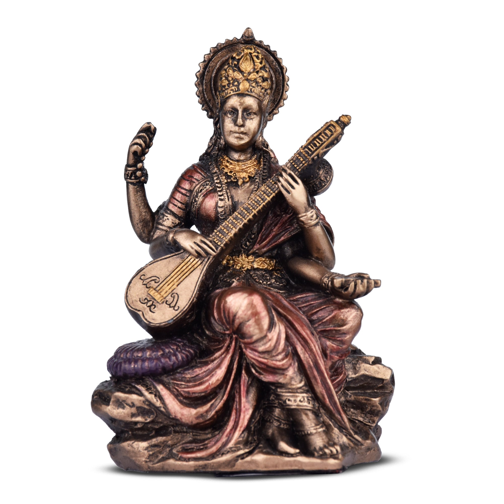 Saraswati Idol – 3  inches - Mini Polyresin Goddess Statue for Study & Home Décor