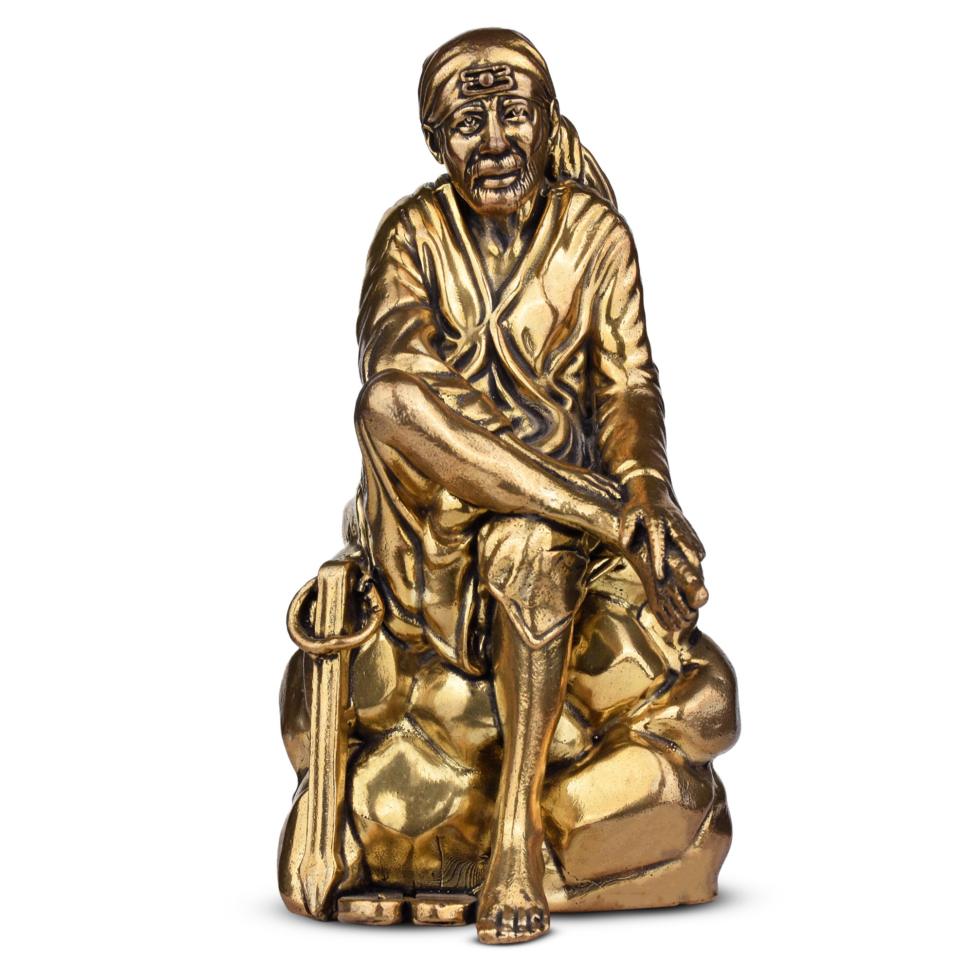 Brass Sai Baba Idol – Spiritual Sitting Pose Statue 4 inches for Home Temple & Décor- 4 inches