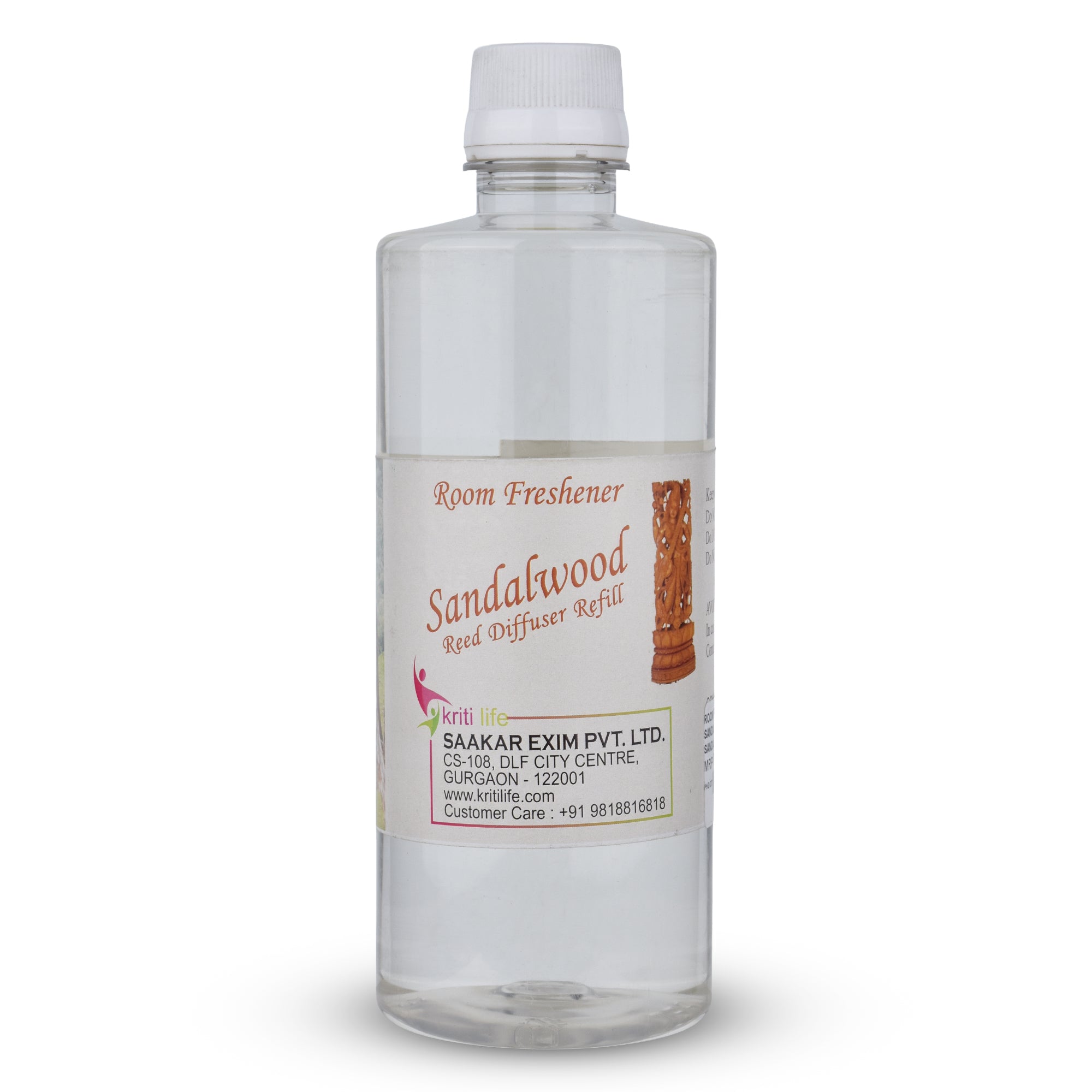 Kriti Life Reed Diffuser Refill - Sandalwood 450ML Long-Lasting Room Fragrance