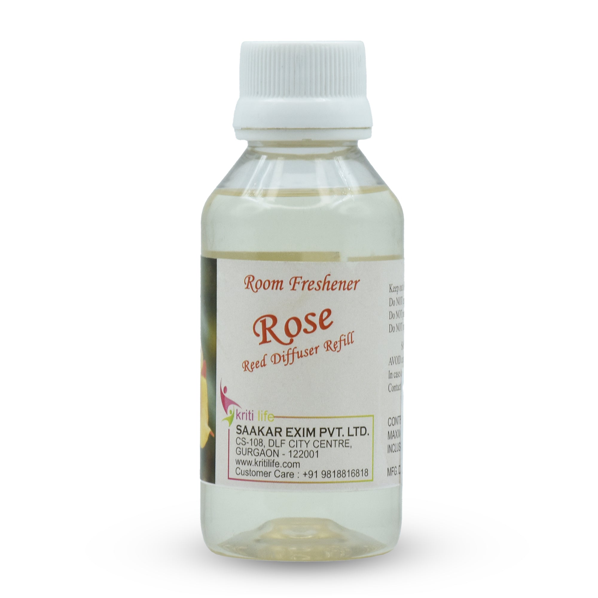 Kriti Life Reed Diffuser Refill - Rose 90ML Long-Lasting Room Fragrance