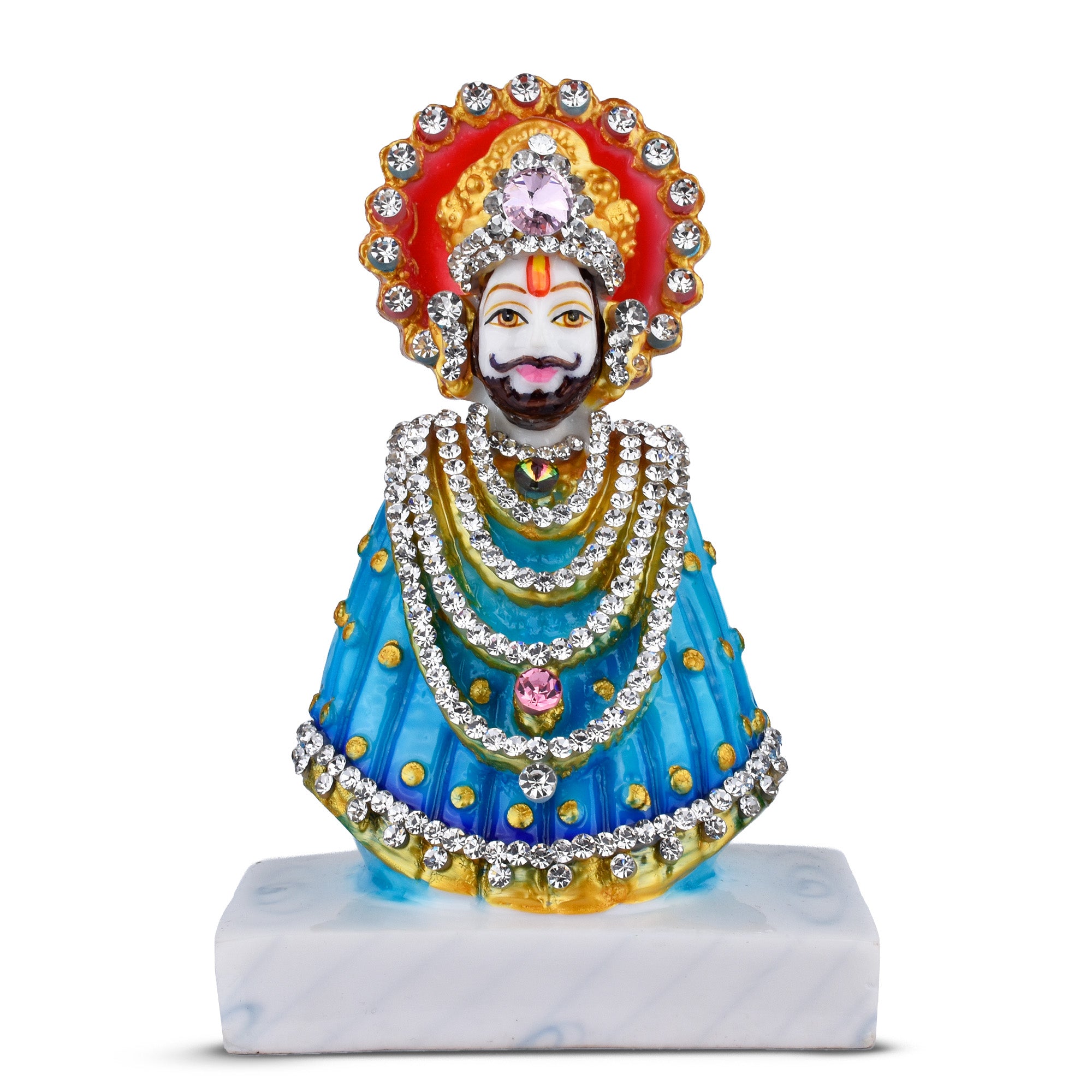 Baba Shyam Decorative Idol – 6 inches - Khatushyam Ji Polyresin Statue with Stones & Vibrant Finish