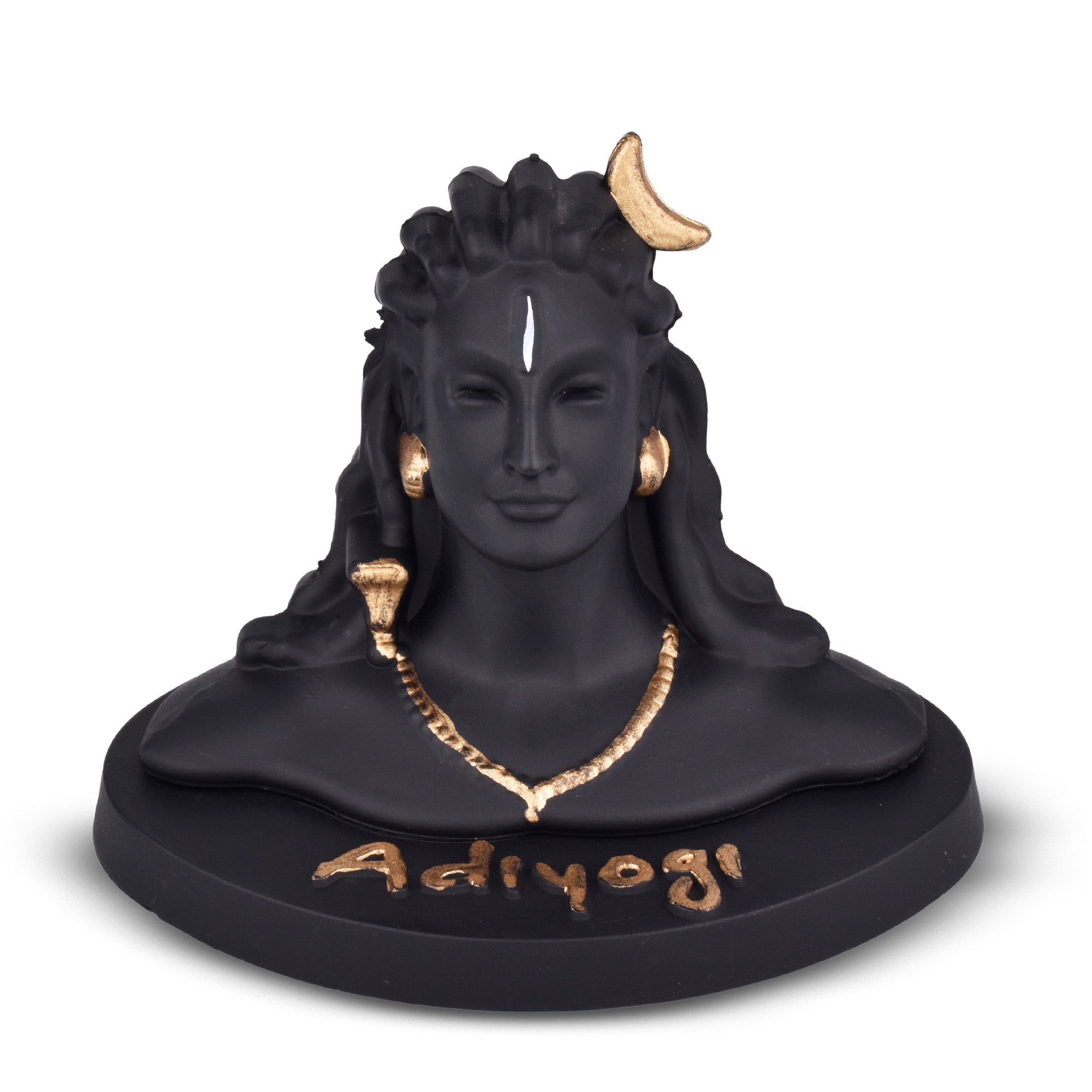 Adiyogi Shiva Idol | 4 inches | – Black & Gold Polyresin Statue for Home, Office & Meditation Decor