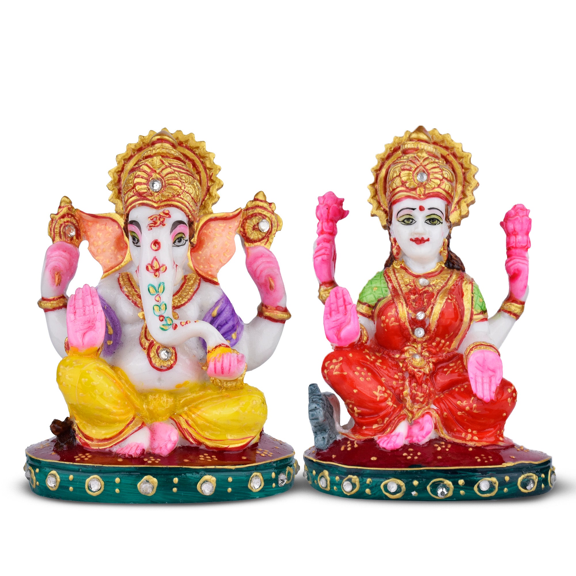 Laxmi Ganesh Idol Set | 6 inches | – Marble Dust Decorative Statue for Home & Pooja
