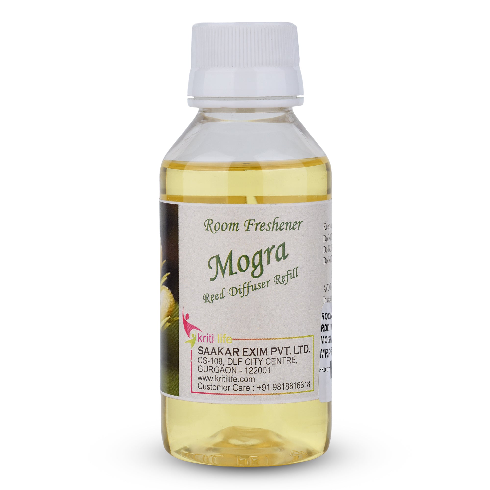 Kriti Life Reed Diffuser Refill - Mogra 90ML Long-Lasting Room Fragrance