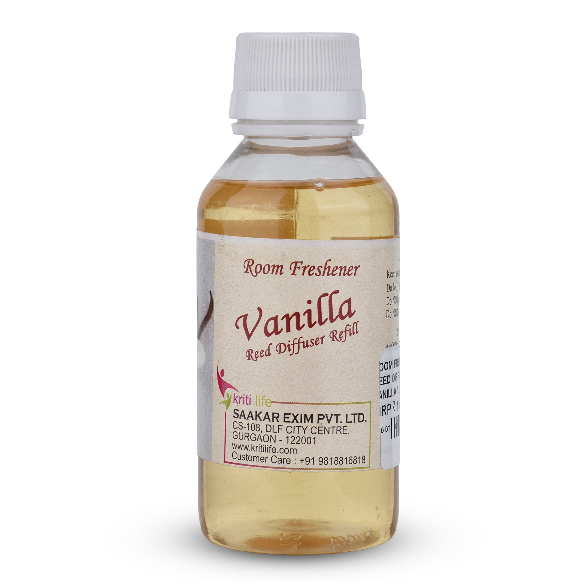 Kriti Life Reed Diffuser Refill - Vanilla 90ML Long-Lasting Room Fragrance