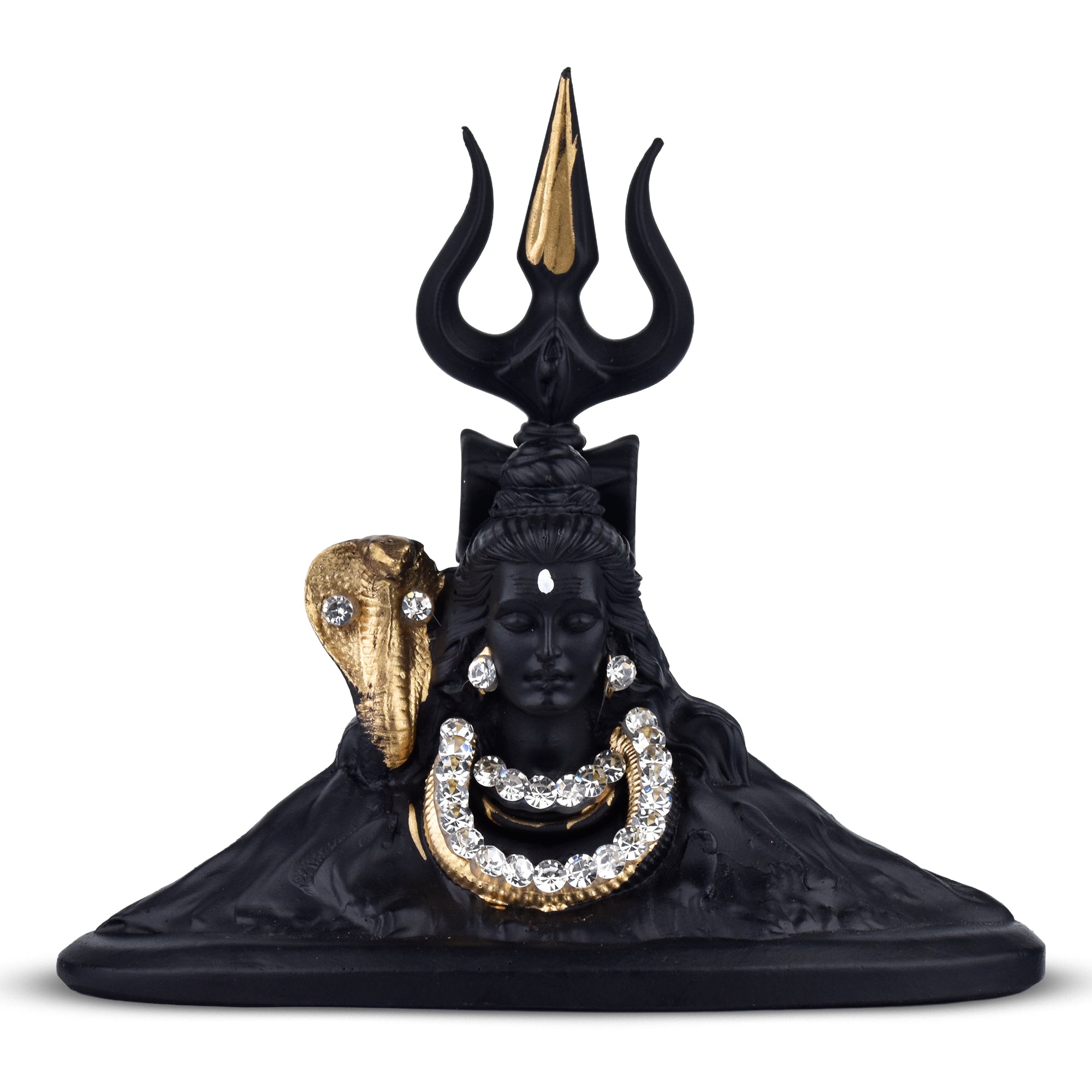 Lord Shiva Idol – Polyresin Shiv Ji Black Murti 4 inches with Trishul & Snake Design