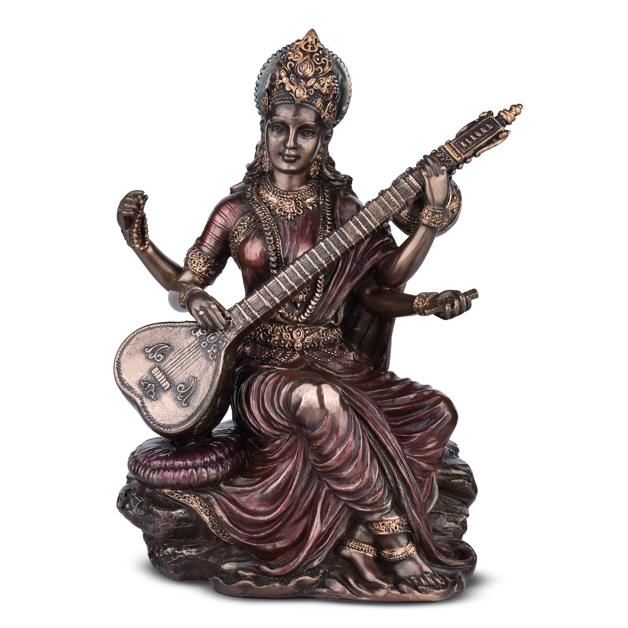 Elegant Saraswati Idol in Polyresin | 6  inches | – Handcrafted Goddess of Knowledge Figurine for Home & Office Décor