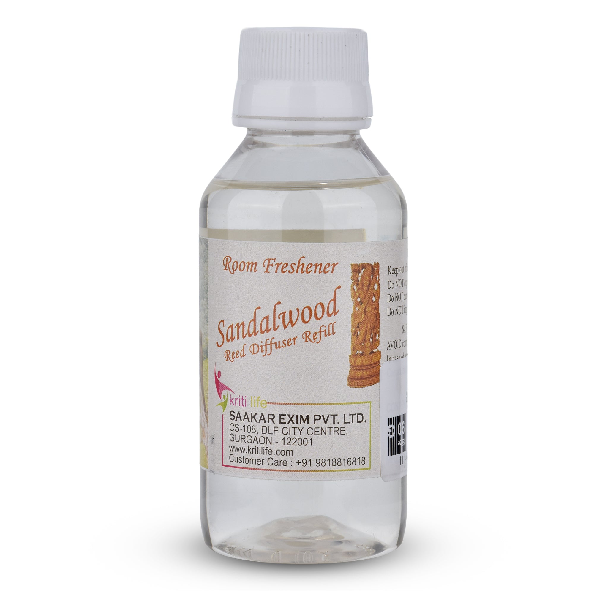 Kriti Life Reed Diffuser Refill - Sandalwood 90ML Long-Lasting Room Fragrance