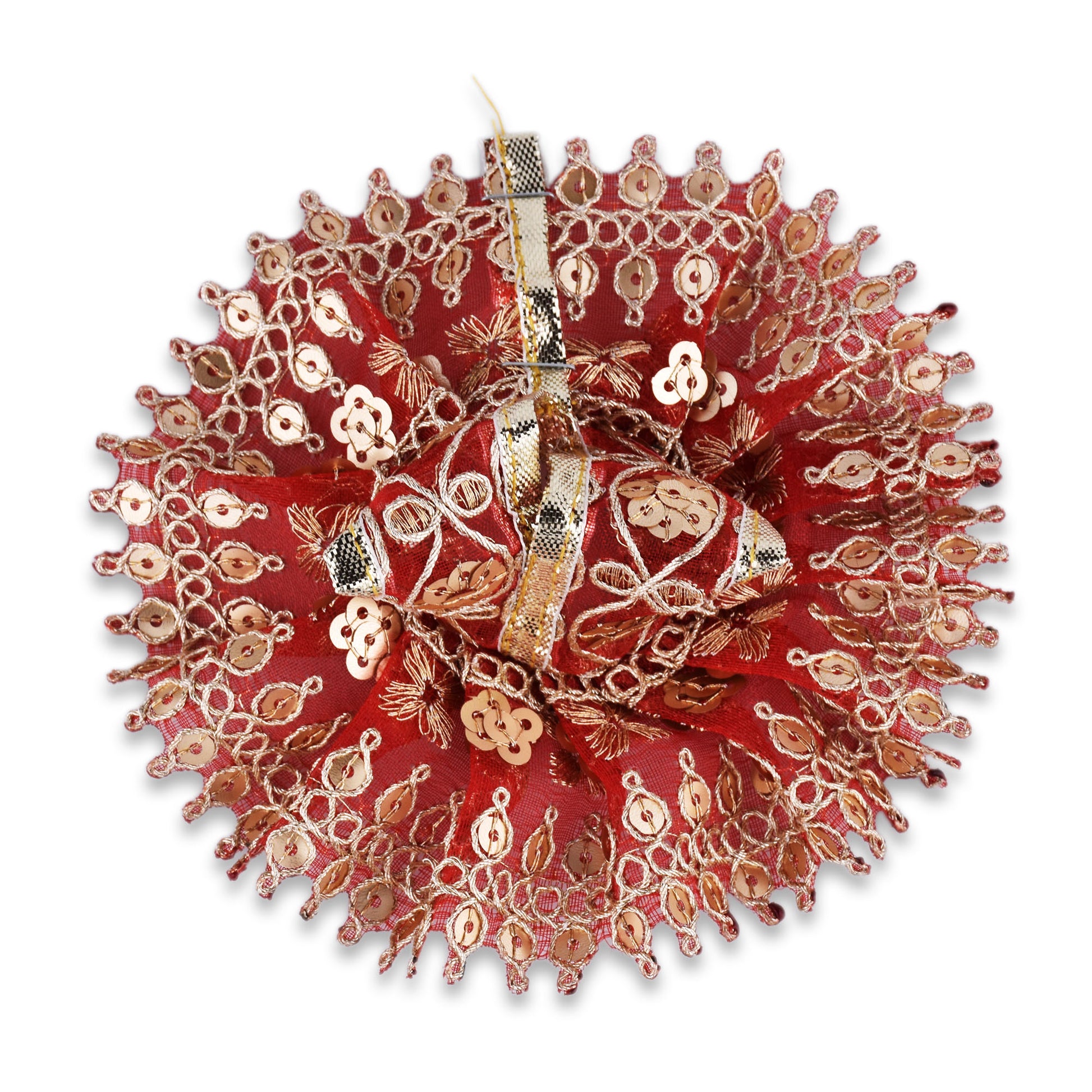 Elegant Red Sequin Embroidered Laddu Gopal Dress for 2.5 Inch Idol