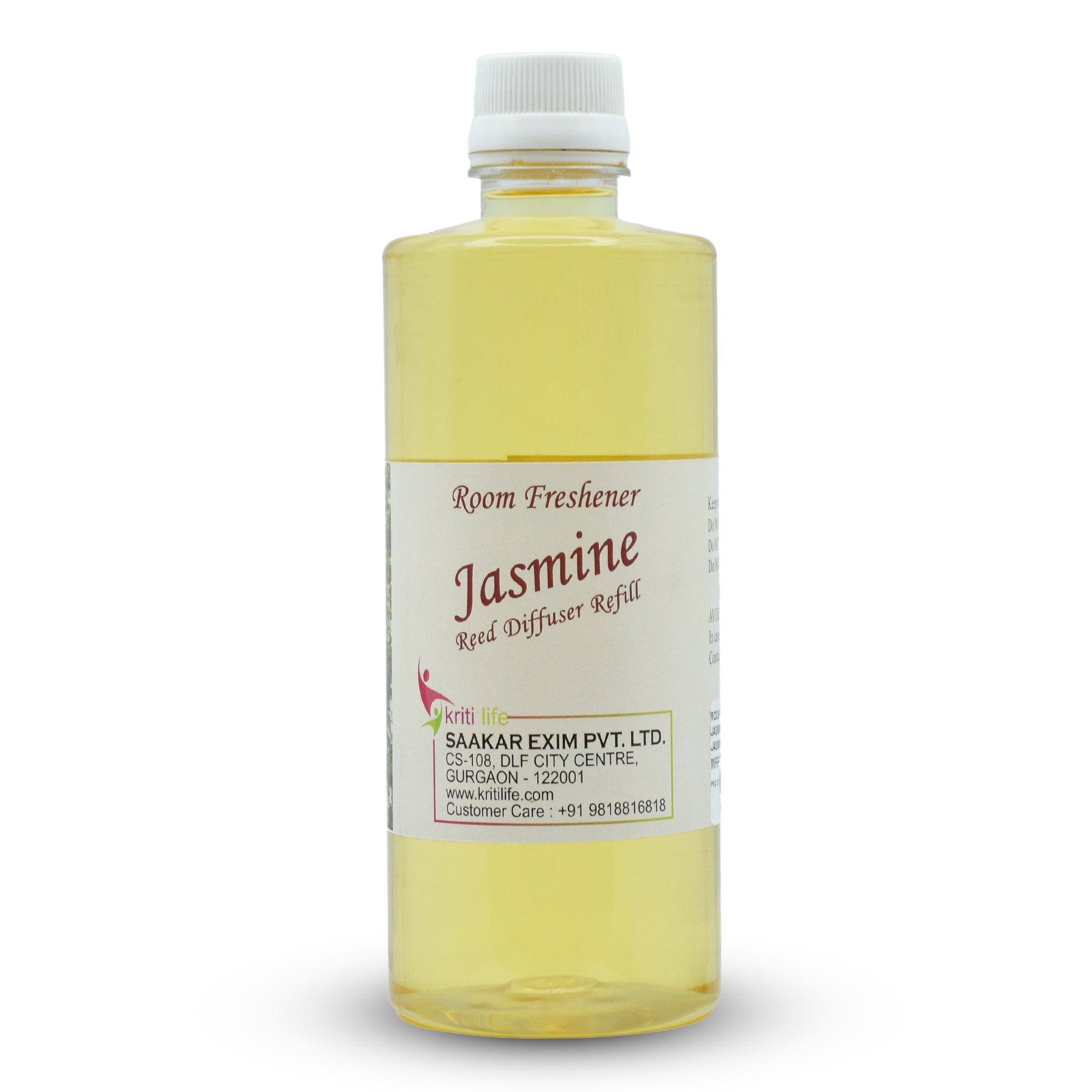 Kriti Life Reed Diffuser Refill - Jasmine 450ML Long-Lasting Room Fragrance