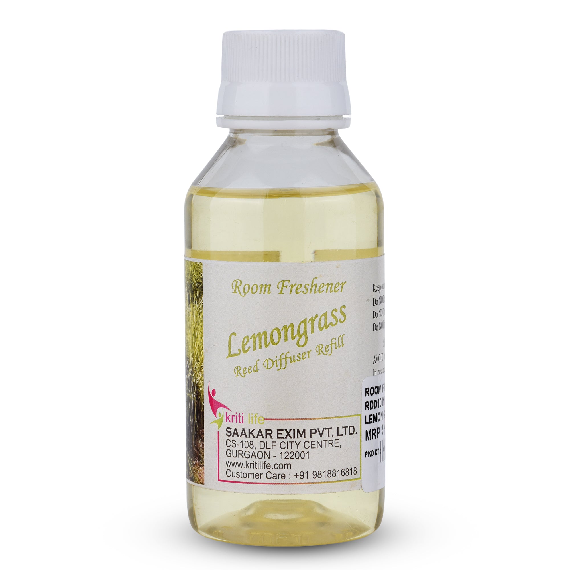 Kriti Life Reed Diffuser Refill - Lemon 90ML Long-Lasting Room Fragrance