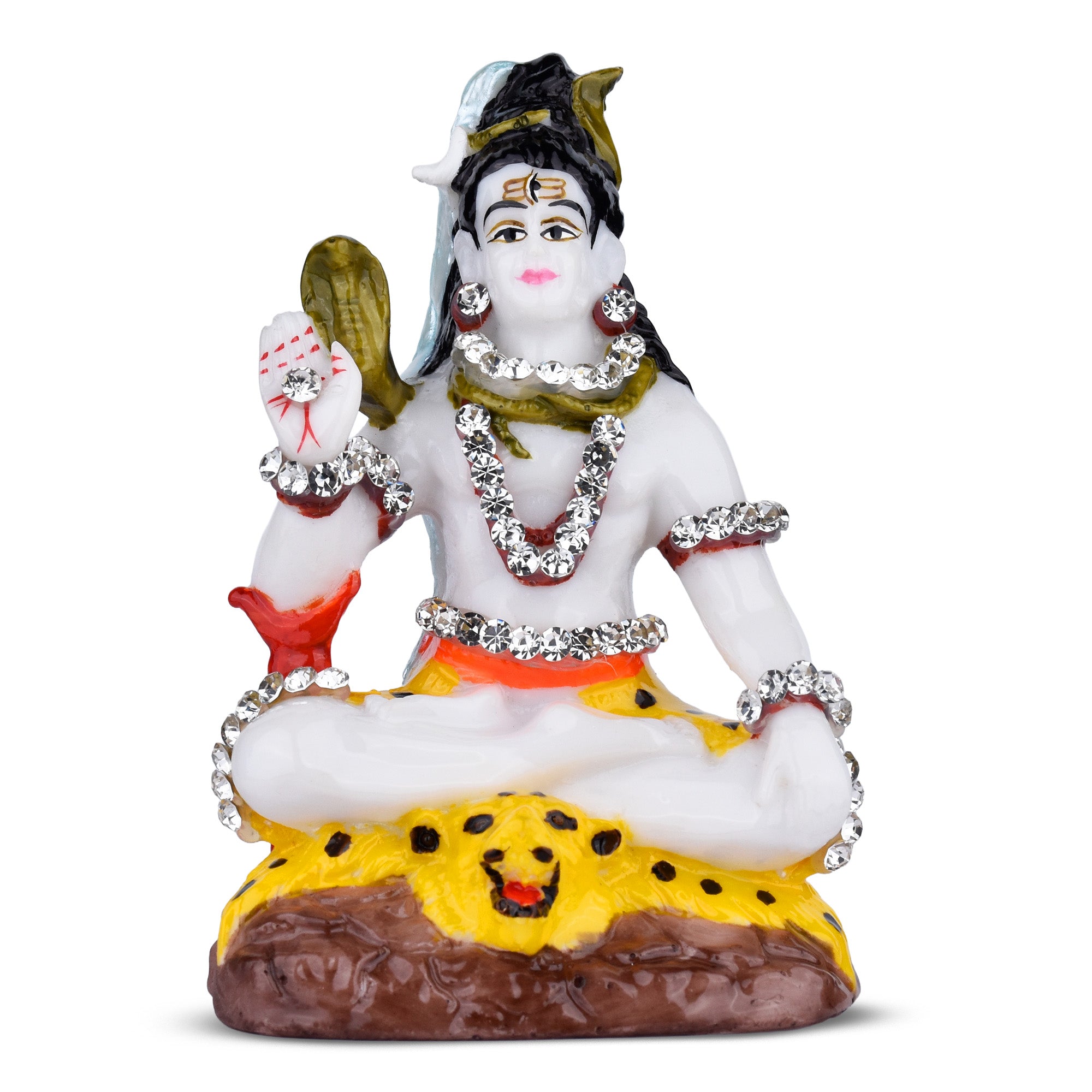 Lord Shiva Idol – Handcrafted Polyresin 3.5 inches Small Statue with Decorative Stones