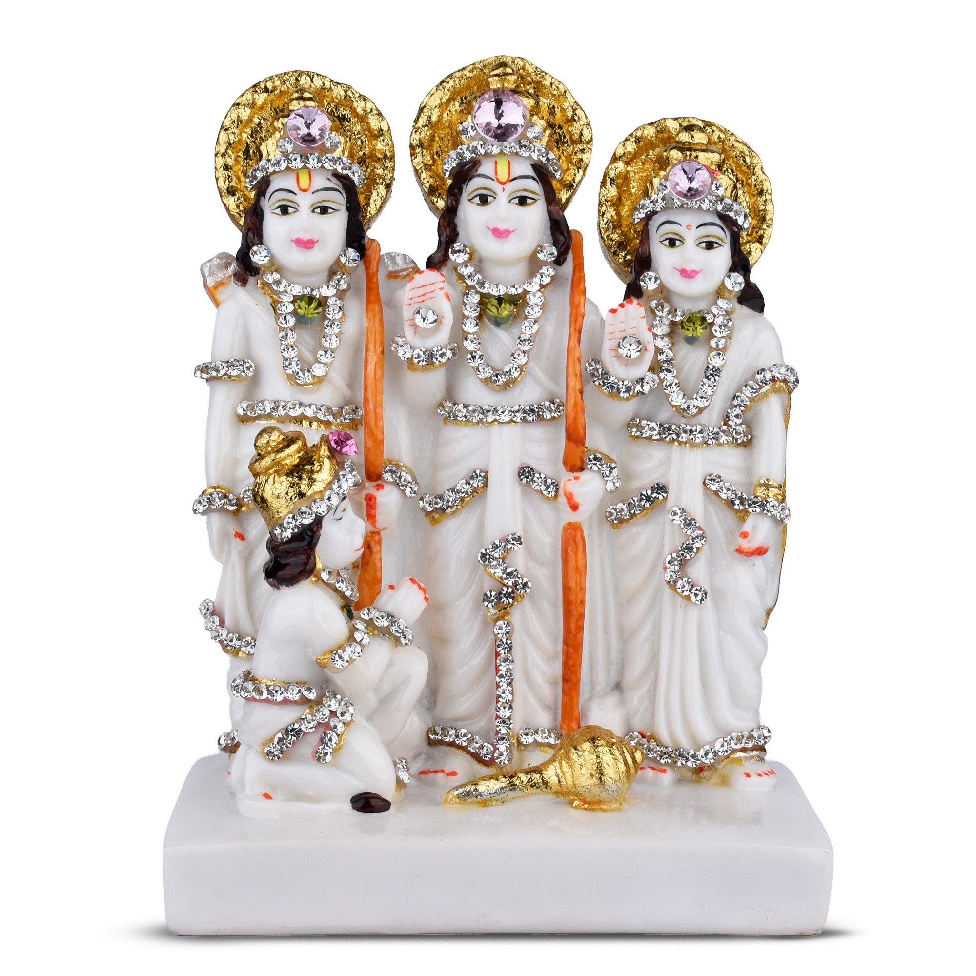 Ram Darbar Idol – Polyresin Statue of Lord Ram, Sita, Lakshman & Hanuman for Pooja Room & Home Décor |  6 inches