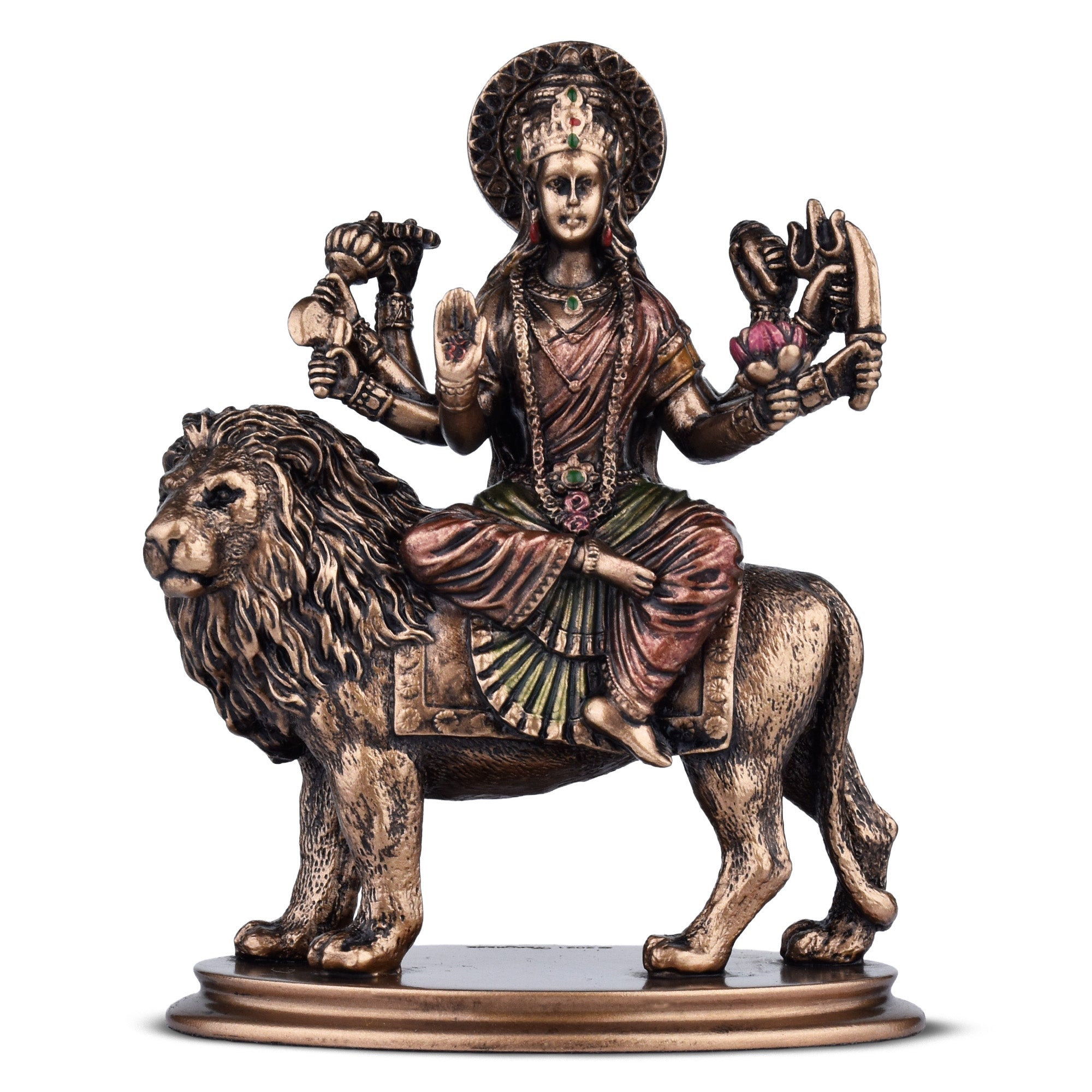 Maa Durga Statue Riding Lion – Handcrafted Polyresin Statue | 3.5 inches | Idol for Pooja Room & Gifting