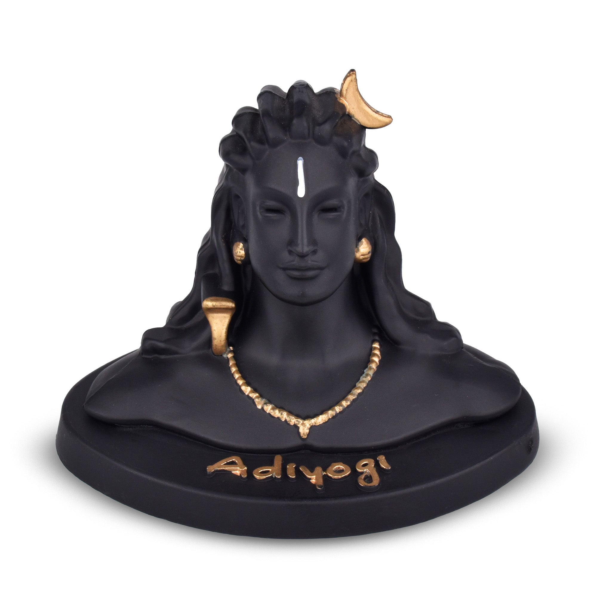 Black Adiyogi Shiva Idol in Polynesian | 4 inches | Spiritual Home Decor Statue