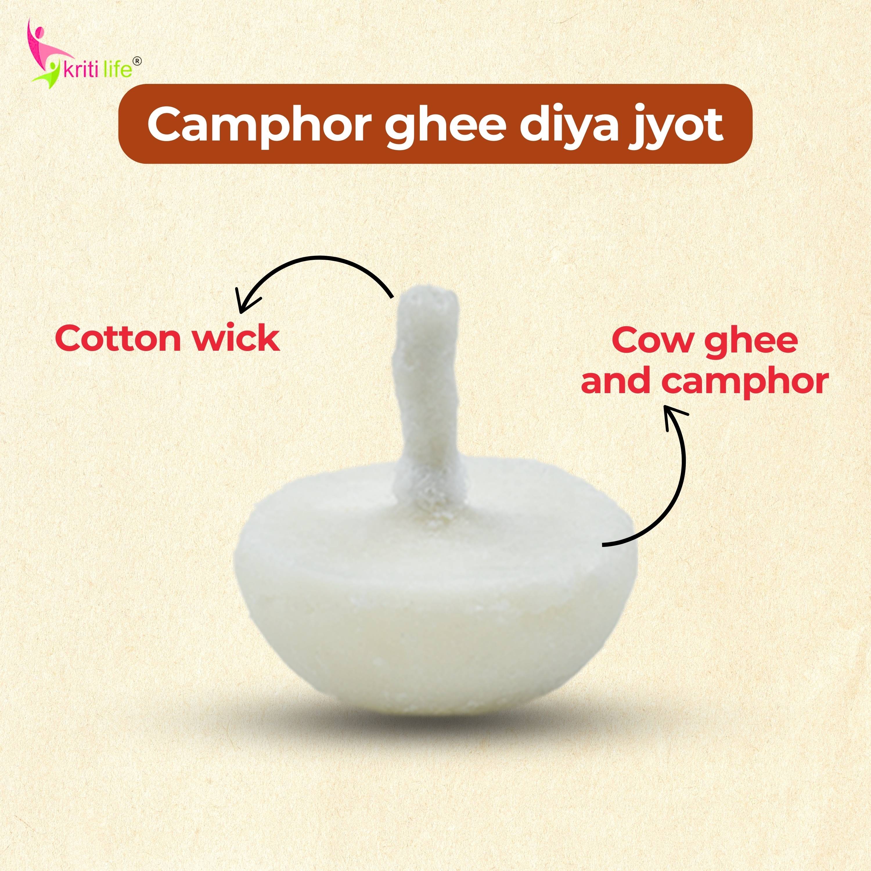 Kriti Life Scented Ghee Jyot Batti - Camphor 100 Pcs for Puja Rituals