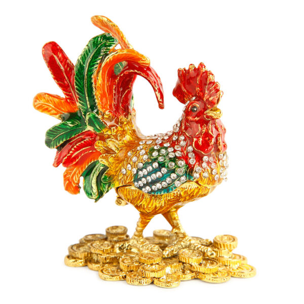 Rooster Feng Shui Statue on Coins