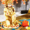 Rambhakt Hanuman Gold Plated Marble Idol