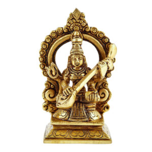 Antique Goddess Saraswati Brass Idol.